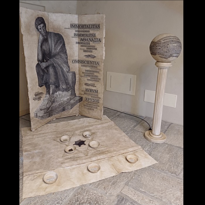 SE (PARE) unisci fuoco, aria, acqua e la terra a un po' di etere, forse una pietra scarlatta nell'atanor scorgerai